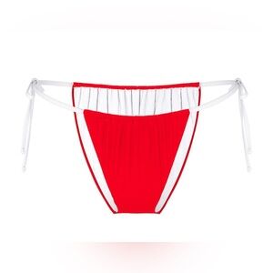 PINK Victoria's Secret Red and White Bikini Bottom- Size Large NWT